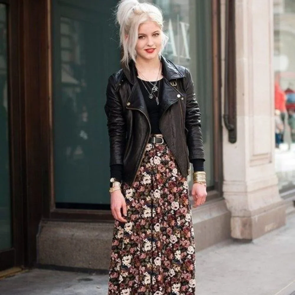 Vintage 90s black grunge floral long sleeve wide leg jumpsuit small - Picture 6 of 6